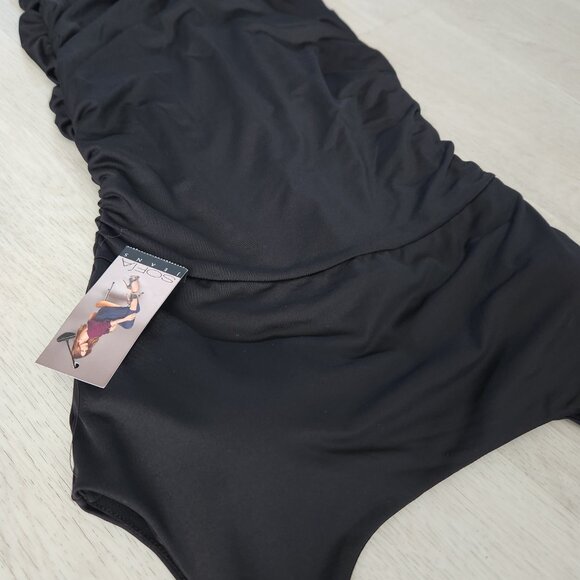 Sofia Jean Body Sculpting Ruched Tank Dress, Below Knee Length, BLACK - Picture 5 of 9